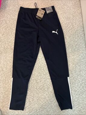 Puma Navy Jogger Pants with White Stripe